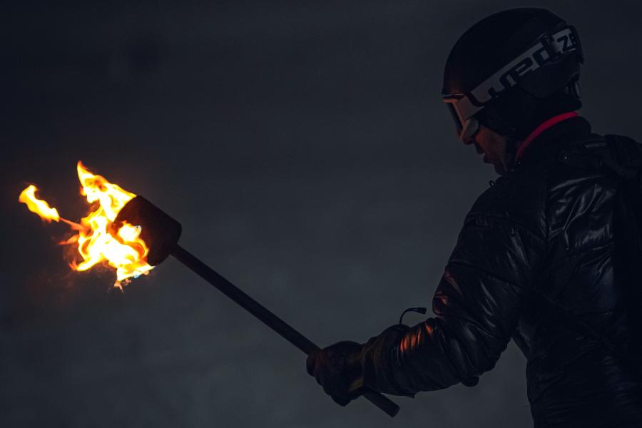 Torchlight procession of the Champoluc ski instructors