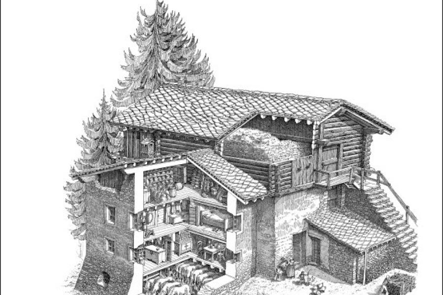 Disegno di Francesco Corni - Champorcher Conferenza: Champorcher e la Valle d'Aosta nei disegni di Francesco Corni