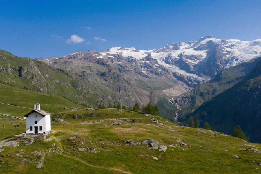 St Anne's Chapel and Monte Rosa Typical local crafts fair at the Sant'Anna pasture